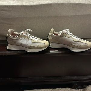 New Balance 327 beige and white and black bottom